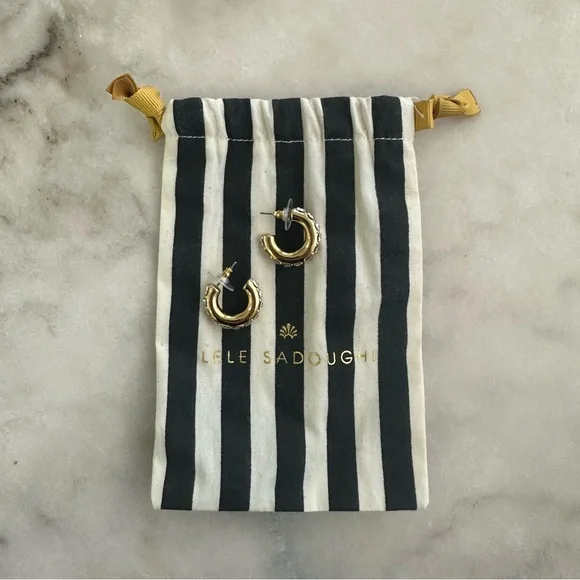 Lele Sadoughi Crystal Chunky Pave Huggie Hoop Earrings - Picture 11 of 11